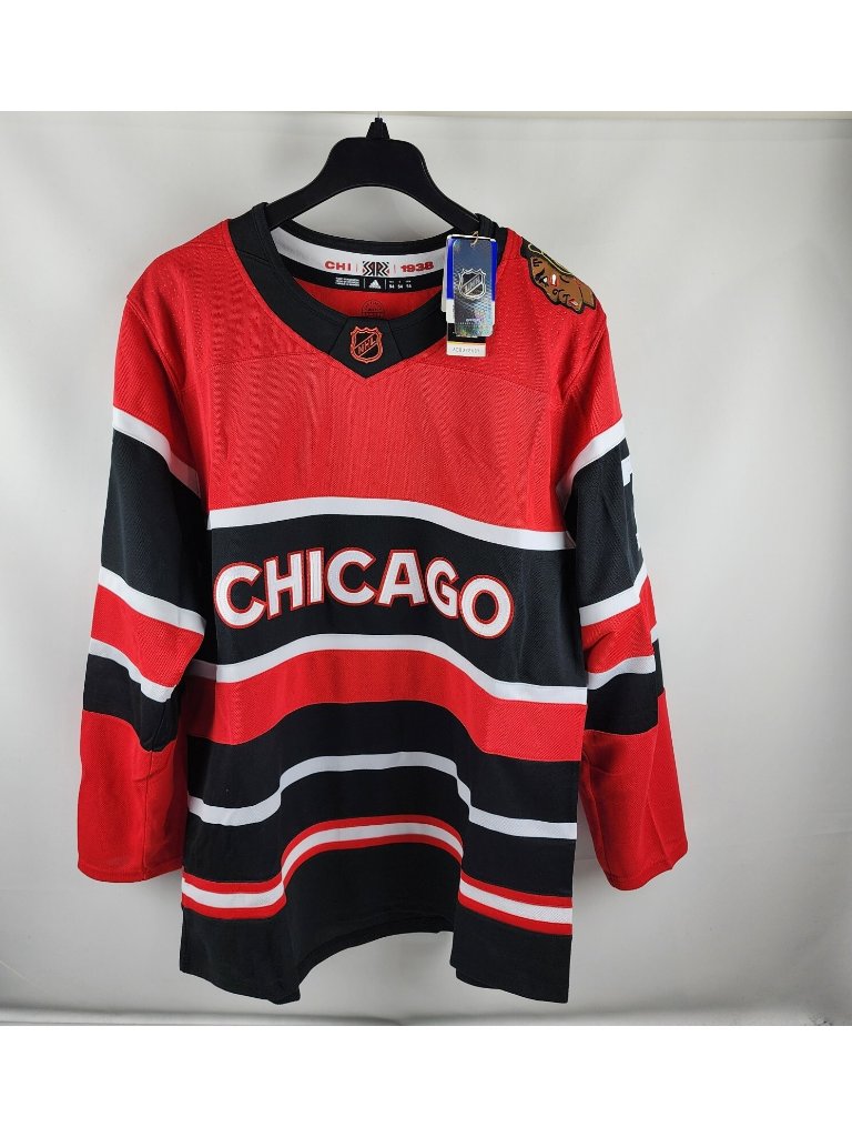 Adidas Jersey Men 54 Retro Red Black Nhl Chicago Blackhawk Kirby Dach #77 Nwt